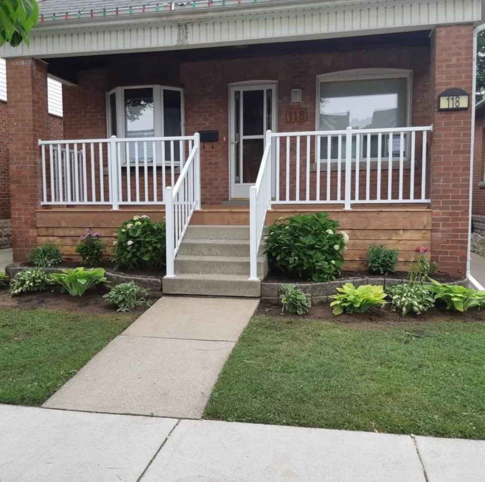 Wooden front porch project by BWB Construction in Hamilton, Ontario
