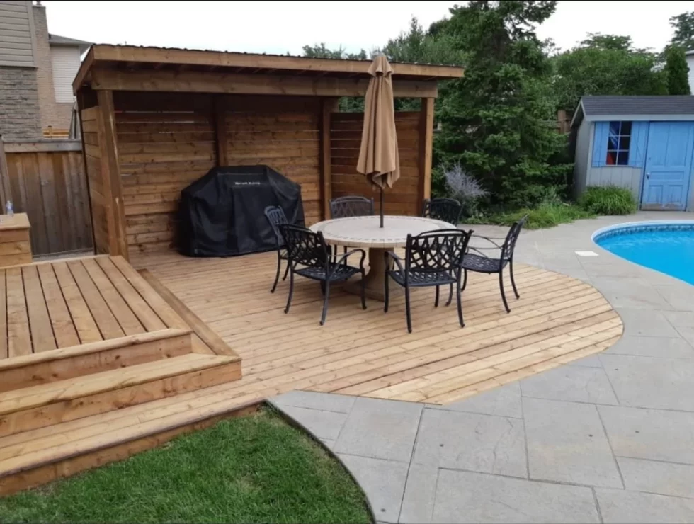 Wooden backyard deck project by BWB Construction in Hamilton, Ontario