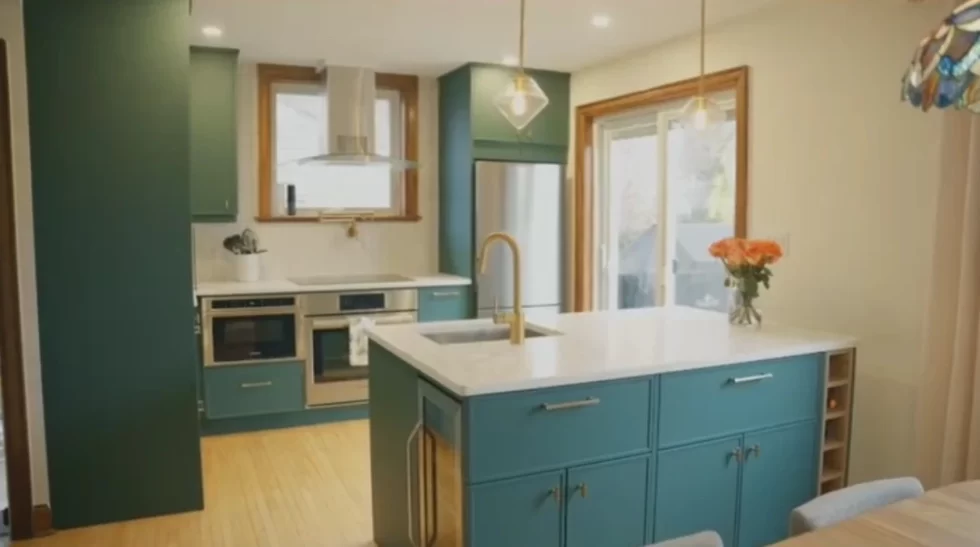Modern blue kitchen renovation by BWB Construction in Hamilton, Ontario
